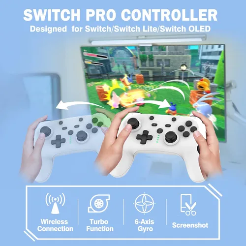 Vista 2 de PSCHOISE Switch Pro Controller Compatible for Nintendo Switch OLEDLite Switch Controllers Wireless With Programmable Function Switch Remote Gamepad
