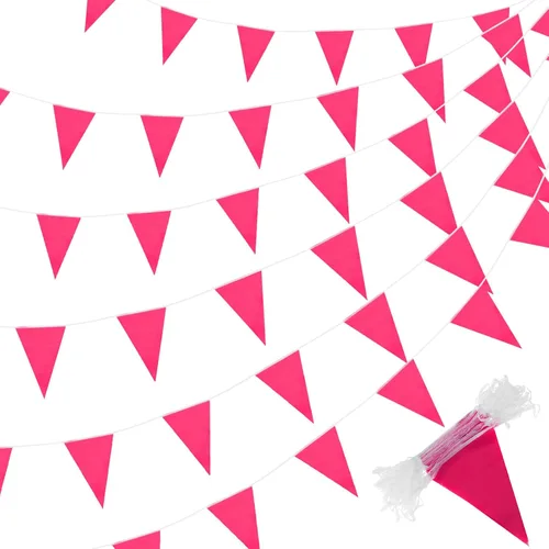 Vista 15 de Preboun Banderines de 400 pies sólidos, 240 unidades, guirnalda triangular para colgar, guirnalda a granel para gran apertura, carnaval, fiesta