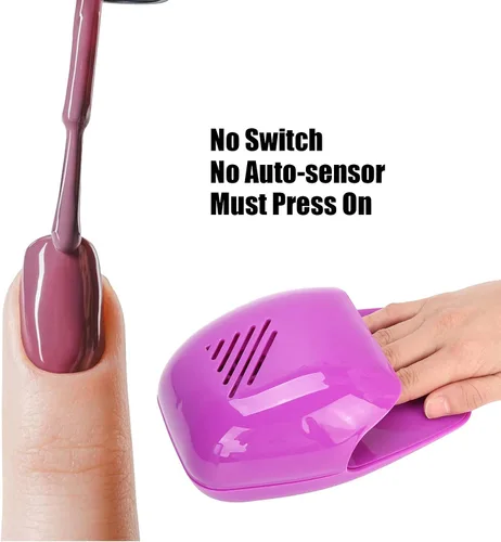 Vista 3 de FILFEEL Secador de uñas portátil, mini ventilador de uñas para esmalte de uñas regular y de gel, funciona con pilas, morado