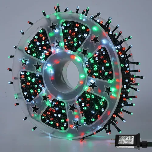 Vista 4 de YEGUO 500 luces LED de Navidad rosas de 165 pies, impermeables, para exteriores, cadena de luces de alambre verde para interiores, 8 modos de luces