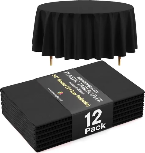 Vista 71 de Exquisite 66% Thicker Premium Aqua Round Tablecloth 0.5 Mil 6 Pack Plastic Table Cloth Disposable 84 Inch Round Plastic Tablecloth Won't Tear Easily