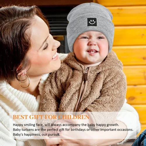 Vista 2 de DANMY Gorro para bebé, gorro de punto cálido para el invierno para recién nacido, gorro suave para niños