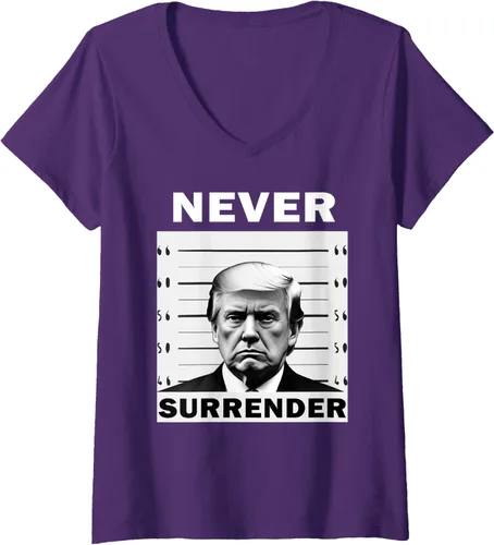 Vista 4 de Never Surrender Mug Shot Legend Statement Camiseta con cuello en, Negro