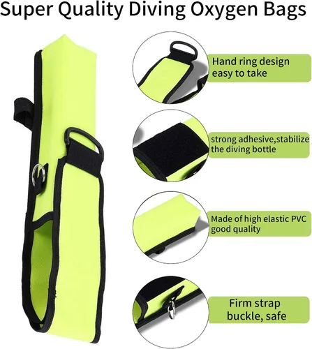 Vista 7 de OUKENS Soporte para tanque de buceo, bolsa de tanque de oxígeno con correa ajustable, bolsa de tanque de buceo portátil de PVC 600D para buceo