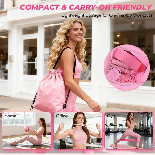 Vista 6 de Pilates Ring Set for Women, Pilates Set with Magic Circle, Ball and Resistance Bands, Pilates Kit for Home Workout, Pilates Equipment Set for