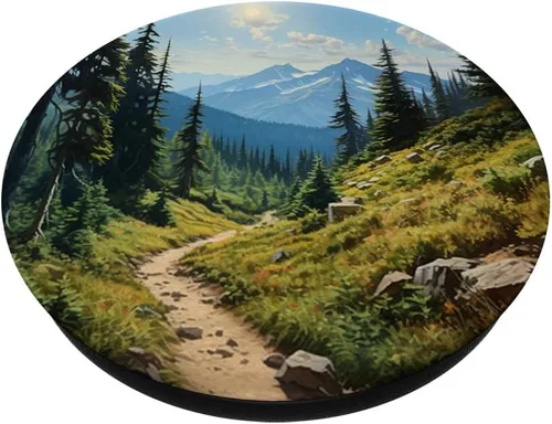 Vista 2 de Montañas Silvestre Bosque Senderismo Pino Naturaleza PopSockets Estándar PopGrip