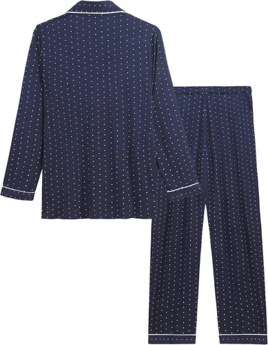 Vista 2 de Pijama de bambú ultra suave para mujer, juego de pijama - manga largacon botones.