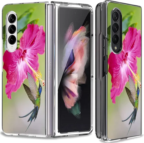 Vista 10 de Bcov Funda para Galaxy Z Fold 3 5G, atrapasueños, espacio de flores, antiarañazos, sólida, funda protectora a prueba de golpes para Samsung Galaxy Z
