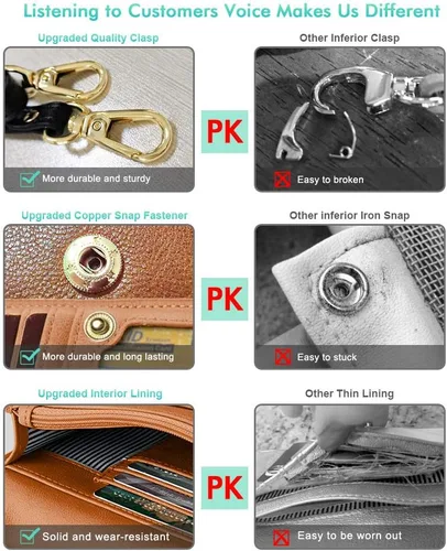 Vista 5 de nuoku Bolso cruzado pequeño para mujer con ranuras para tarjetas RFID, 2 correas