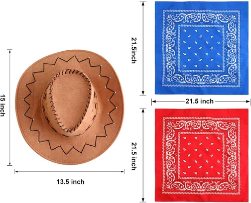 Vista 4 de SATINIOR Paquete de 12 pañuelos de vaquero del oeste y bandana, para fiestas, de fieltro sintético occidental, para mujeres y hombres, accesorios