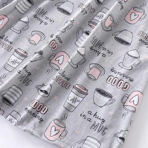 Vista 3 de Camisón de algodón para mujer, camisa de manga corta, casual, estampado, pijama, ropa de descanso, vestido de dormir