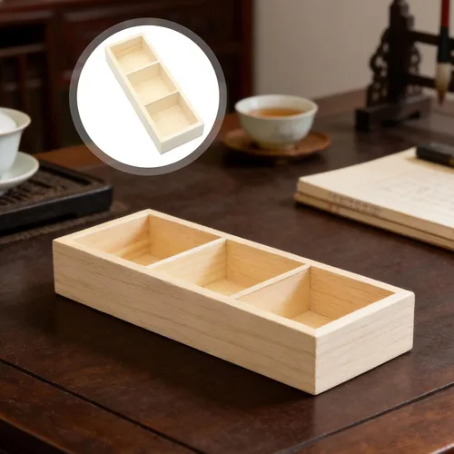 Vista 9 de SUPVOX Wooden Tea Bag Organizer with 3 Compartments Tea Storage Box for Drawer and Cabinet for Kitchen and Office Use