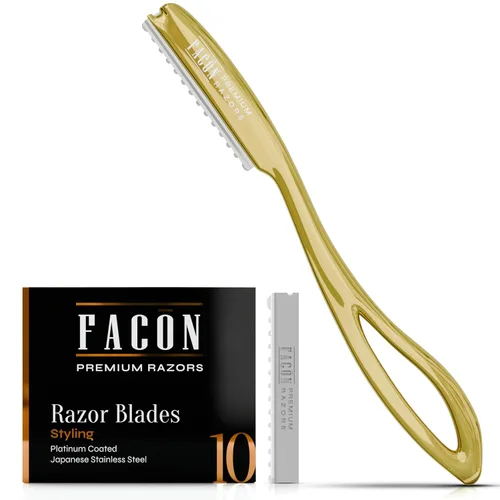 Vista 14 de Facón - Navajas para cortar el cabello - Juego profesional de navajas para peinado con 11 cuchillas de repuesto, herramienta de corte de cabello