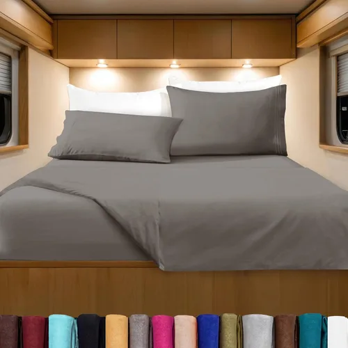 Vista 105 de Elegant Comfort Lujoso juego de sábanas de microfibra de alta calidad 1500 hoteleras bordadas de tres líneas más suaves de 4 piezas, resistente a