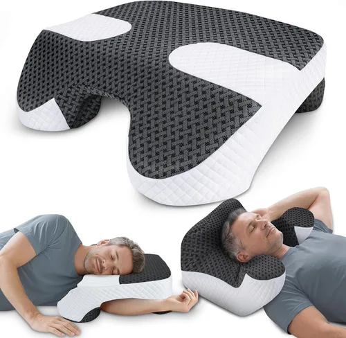 Vista 10 de Almohada para dormir lateral con orificios para los brazos, sistema de Blanco