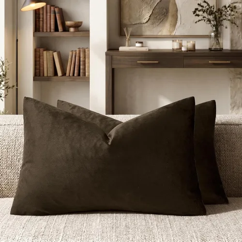 Vista 206 de GIGIZAZA Juego de 2 fundas de almohada doradas de terciopelo de 20 x 20 pulgadas para sofá Almohadas para sofá, tela texturizada suave de 9.88