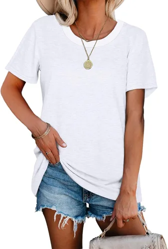 Vista 3 de Jescakoo Tops de verano para mujer cuello redondo ajuste holgado suaves