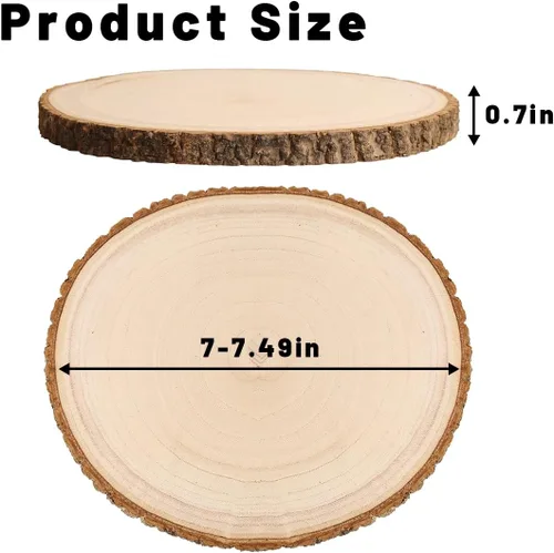 Vista 2 de Rebanadas de madera para centros de mesa 4 piezas, rodajas redondas de madera para manualidades, círculos y losas de madera rústica, discos