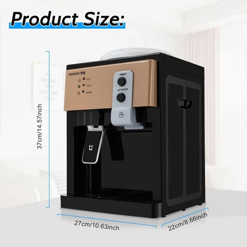 Vista 3 de Dispensador de enfriador de agua caliente y fría para botella de 5 galones, dispensador de enfriador de agua de carga superior con 3 ajustes
