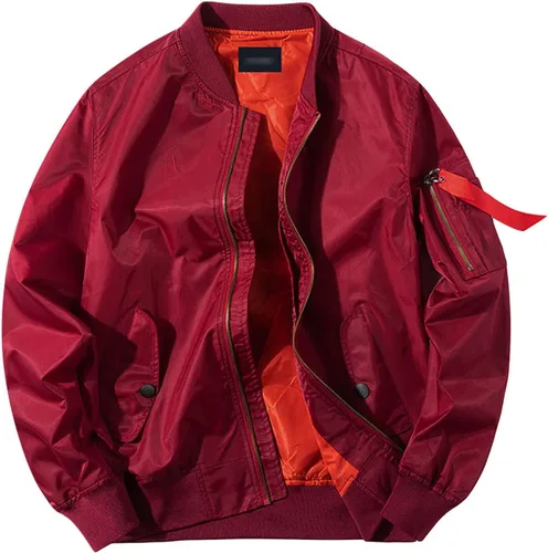 Vista 6 de JEsilunmaMY Chaqueta bomber casual con cuello alto para hombre, ropa deportiva ligera, para primavera, otoño, rompevientos, color sólido, abrigo