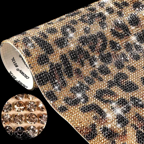 Vista 8 de 12000 calcomanías de diamantes de imitación con estampado de leopardo de 0.079 pulgadas (0.079 in), calcomanías autoadhesivas para automóvil