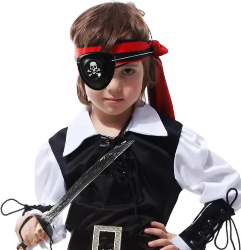 Vista 5 de Espadas piratas de plástico, con parche de ojo, accesorios de plástico samurái de anime, caballero pirata, Halloween, suministros de fiesta