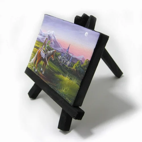 Vista 2 de Land and Sky Fine Art Mini pintura de la leyenda de Zelda - Regreso a casa