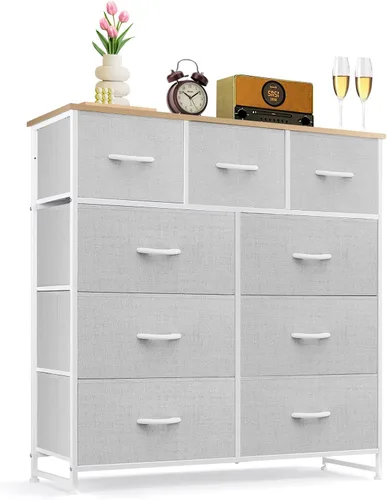 Vista 27 de Cómoda de 7 cajones para dormitorio, tela organizadora de almacenamiento Marrón