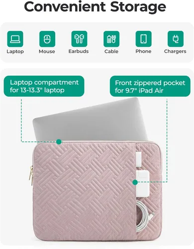 Vista 4 de BAGSMART Funda para Laptop Compatible con MacBook Air/Pro, 13-13.3 pulgadas, Compatible con MacBook Pro de 14 Pulgadas, Funda para MacBook Air M2