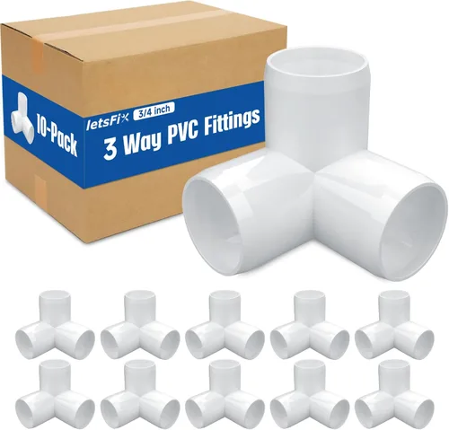Vista 10 de Accesorios de PVC de 1 pulgada (paquete de 10) de 3 vías (paquete de 10) para muebles, conector de codo de 1 pulgada, resistente para muebles