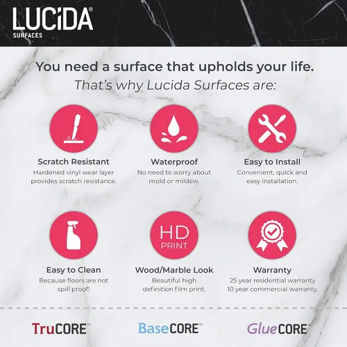 Vista 6 de MaxCore Pro Lucida Surfaces Tablón de muestra Tablones de vinilo de lujo impermeables con bloqueo de clic entrelazado