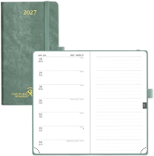 Vista 34 de POPRUN Agenda semanal y mensual 2027, libro de citas grande de 8.5 x 10.5 Verde oliva