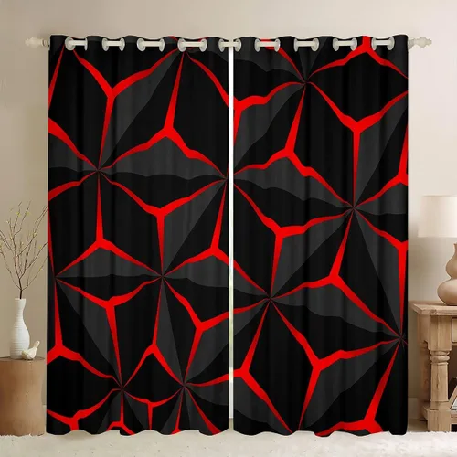 Vista 20 de Feelyou - Cortinas de ventana en forma de panal, tema geométrico hexagonal con luces de neón verdes, para chicos adolescentes y hombres, elegante