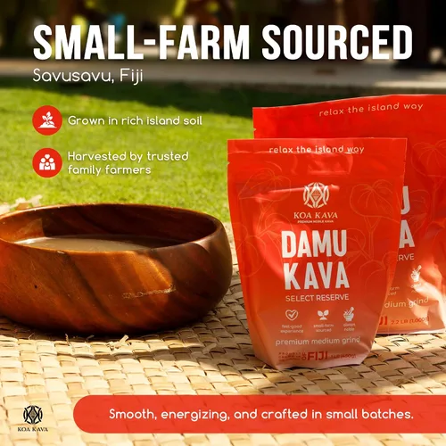 Vista 4 de Koa Kava Polvo de Damu Kava – Raíz noble de Damu Fiji premium, relajación fuerte y embriagadora (1 libra (15.87 oz))