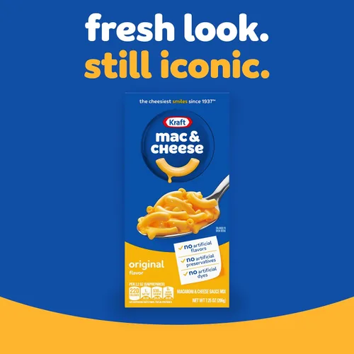 Vista 4 de Macarrones y queso Sabor Original de Kraft (1 caja de 7.25 oz) Para cenas o cenas fáciles, sin sabores artificiales, sin conservantes