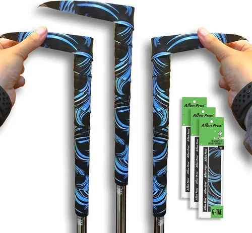 Vista 8 de ALIEN PROS Paquete de 6 cintas de envoltura con agarre de golf Blue Waves & Black Clouds Mix - ReGrip en 1 minuto