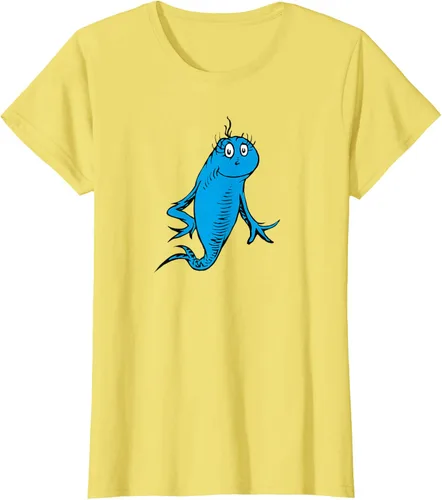 Vista 43 de Dr. Seuss Blue Fish Character - Camiseta con licencia oficial Negro