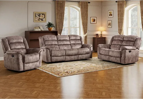 Vista 11 de EBELLO - Silla reclinable manual, sofá reclinable de tela suave con apoyabrazos y respaldo acolchado para sala de estar, dormitorio, color marrón