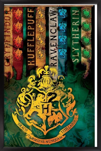 Vista 8 de Trends International The Wizarding World: Harry Potter - Póster de pared con crestas de la casa, 14.725 x 22.375 pulgadas, versión enmarcada
