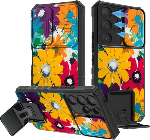 Vista 71 de Funda para Samsung Galaxy A13 5G/4G/A04S, Galaxy A13 5G con cubierta de cámara deslizante, funda de doble capa integrada con función atril