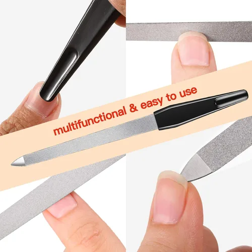 Vista 3 de 12 limas de uñas de metal de 6.7 pulgadas, lima de uñas de acero inoxidable de doble cara con mango antideslizante, uñas de los pies, herramienta