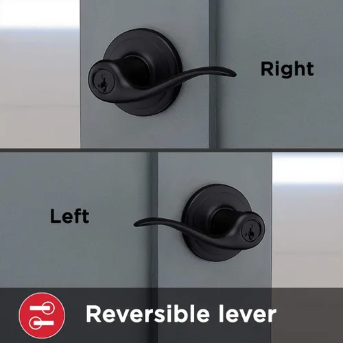 Vista 9 de Kwikset Tustin - Manija de puerta de entrada con cerradura y llave, palanca exterior reversible con cerradura segura, para entrada principal