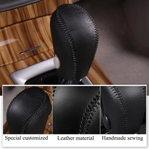 Vista 3 de XITER Cubierta de Perilla de Palanca de Cambios Automática de Cuero, Fundas Protectoras de Palanca de Cambios para Nissan Rogue 2014 2015 2016
