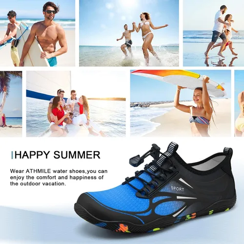 Vista 6 de ATHMILE Zapatos de agua para hombres y mujeres, zapatos de río, para adultos, natación, playa, lago, piscina, calcetines acuáticos, calcetines