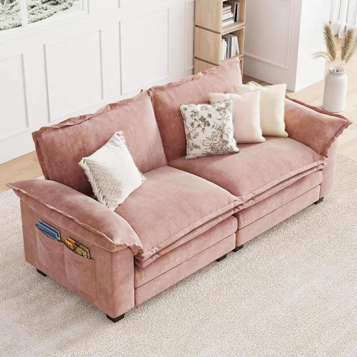 Vista 31 de KKL Sofá Seccional Modular de 89 Pulgadas, Sofá de Amor de 2 Asientos Sofá Nube con Asiento Profundo, Sofás Seccionales de Chenilla para Sala