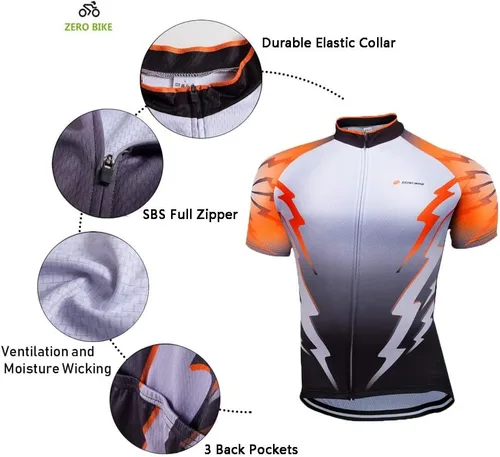 Vista 2 de Conjunto de jersey de ciclismo de manga corta para hombre, transpirable, de secado rápido, acolchado 3D, pantalones cortos de bicicleta MTB