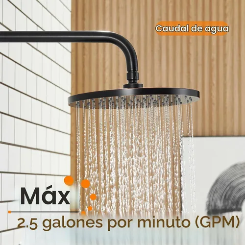 Vista 9 de Sh001ORB-D10 - Cabezal de ducha de lluvia de 10 pulgadas de alto flujo, gran caudal, 2.5 GPM con ángulo giratorio ajustable, bronce aceitado Bronce