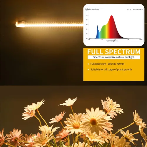 Vista 8 de RWNTAO Lámpara de cultivo de una tira de 2 unidades, tiras de luz LED de espectro completo para plantas de interior con temporizador de encendido