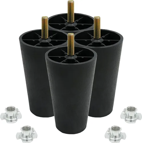 Vista 9 de Murtenze 4 patas de plástico para sofá de 2 pulgadas, patas de repuesto negras para sofá, patas redondas para muebles con pernos M8 para sofá