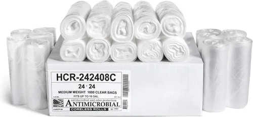 Vista 33 de Aluf Plastics Bolsas de basura de alta densidad, 10 galones, 4000 unidades, 6 micras (eq), 24 x 24 pulgadas, negras, para baño, oficina, industrial